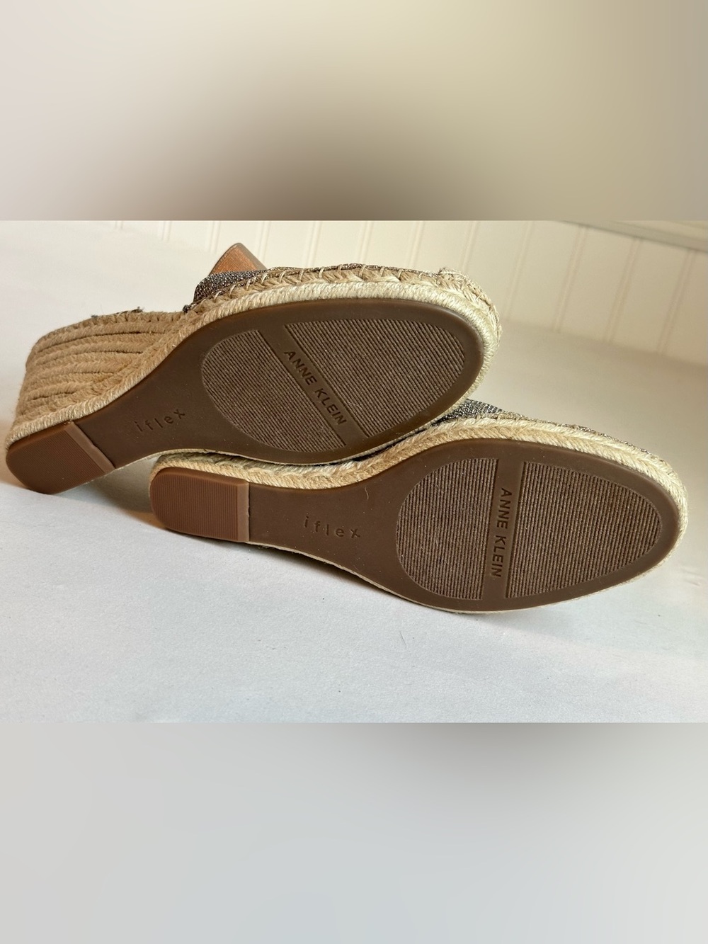 Anne Klein Metallic Multitone Espadrille Slingback Wedges - Picture 4 of 4